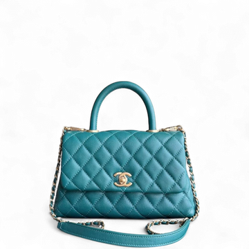 Chanel Coco Handle Small - Togo/epsom/caviar/clemence/callfskin/cowhide/lambskin Quilted Grained CalBNkin Green Gold Hardware Series 27