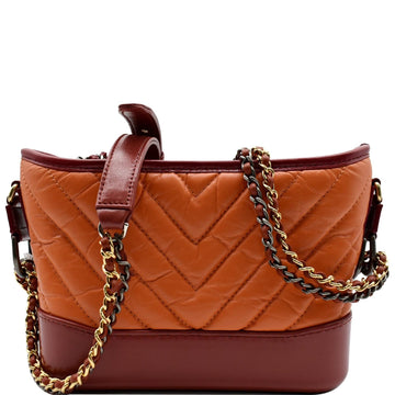 Pearl Street Bags Chanel Gabrielle Small Aged Calfskin Leather Hobo Crossbody Bag Orange