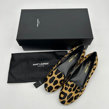 Saint Laurent Paris Brown Leopard Print Calf Hair Tribtoo Platform Pumps US Women`s Size 4 24080809