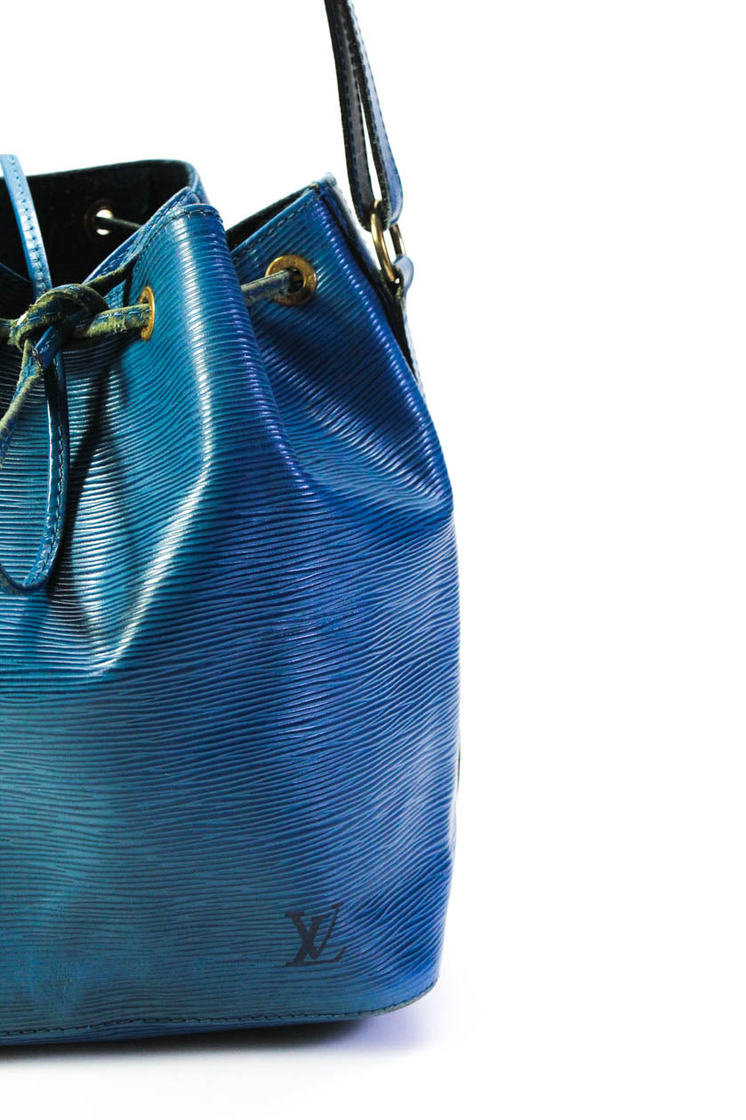 Louis Vuitton Womens Epi Leather Adjustable Strap Drawstring Noe Bucket Bag Purse Blue