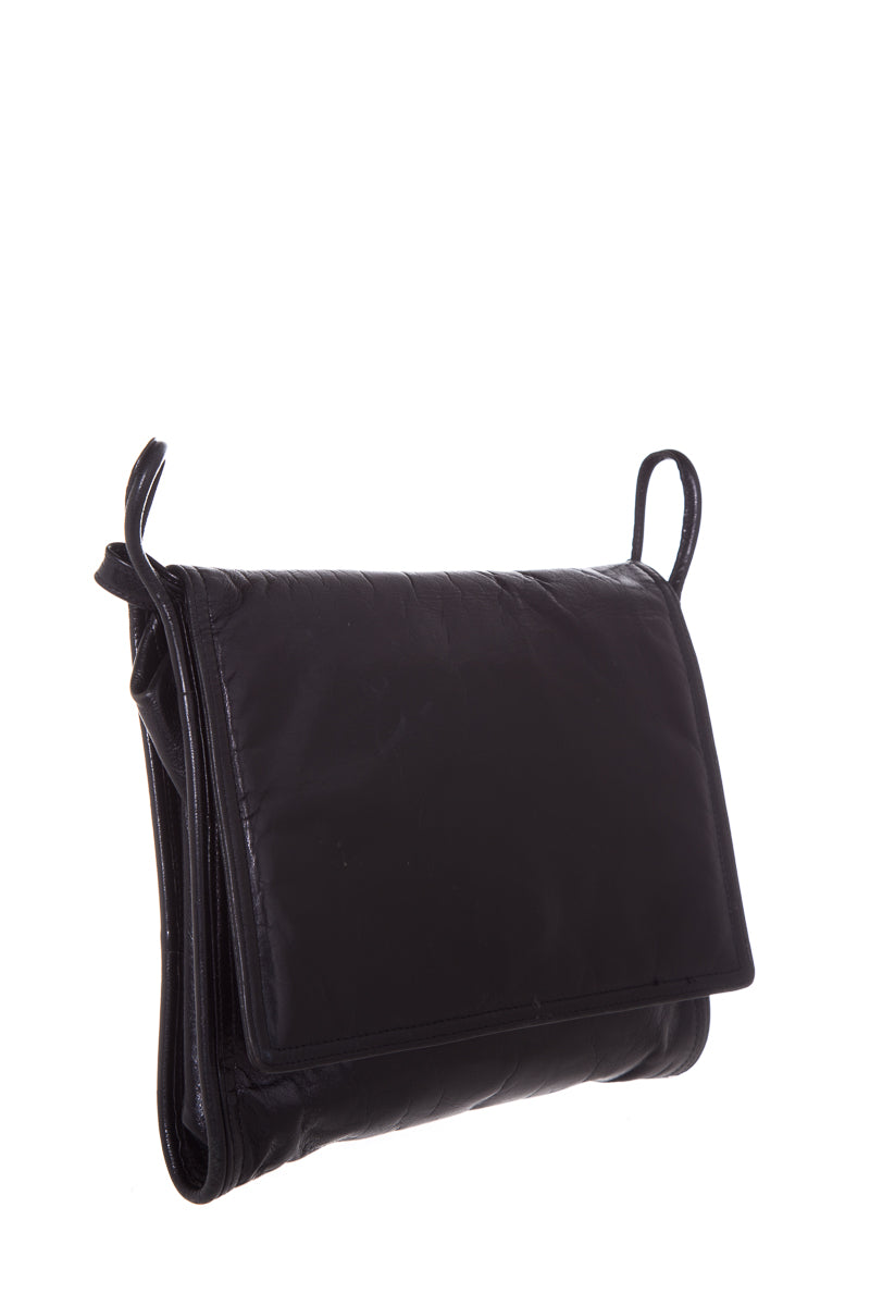 Bottega Veneta  Black Leather Flap Handbag