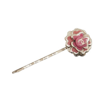 Chanel Cocono mark Flowers Hairpin Silver Pink Metal Lady Chanel