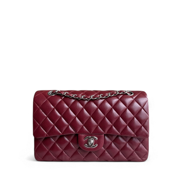Chanel Classic Flap Medium - Togo/epsom/caviar/clemence/callfskin/cowhide/lambskin 25CM Quilted Burgundy Dark Red Silver Hardware Series 15
