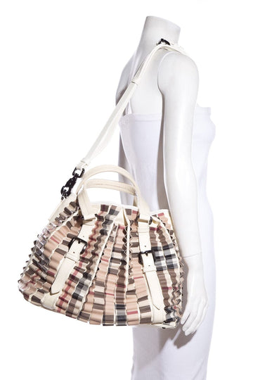 Burberry Cream  Leather Cartridge Novacheck Satchel