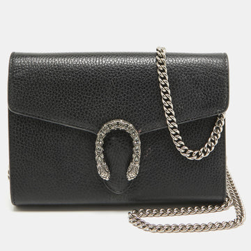 Gucci Black Leather Mini Dionysus Wallet On Chain..