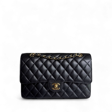 Chanel Classic Flap Medium - Togo/epsom/caviar/clemence/callfskin/cowhide/lambskin 25CM Quilted Black Gold Hardware Series 19
