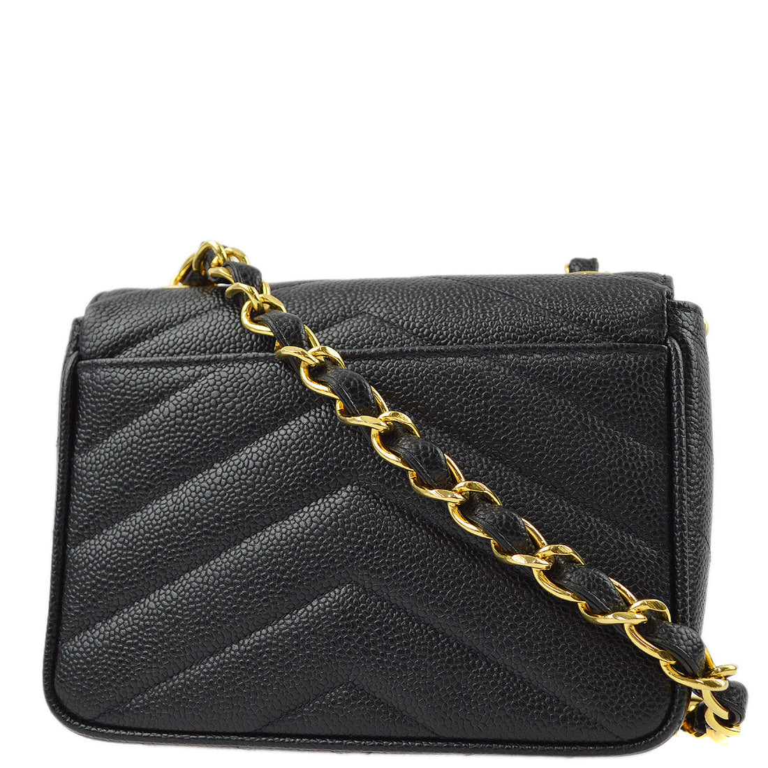 Chanel Black Caviar V-Stitch Mini Square Shoulder Bag 17