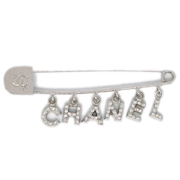Chanel Rhinestone Brooch Pin Silver 01P