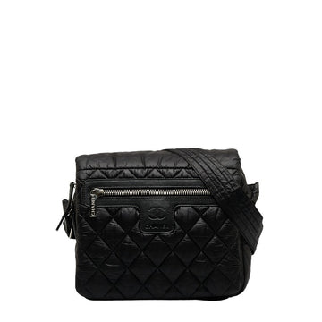 Chanel Coconut Mattress mall Messenger Slipper Shoulder Bag A48616 Black Nylon  CHANEL