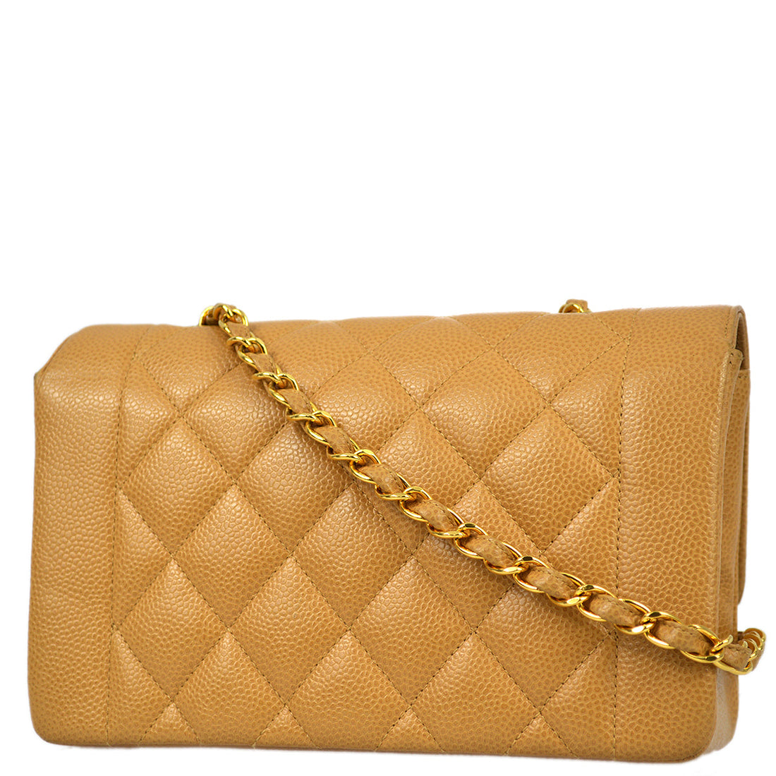 Chanel Beige Caviar Small Diana Shoulder Bag