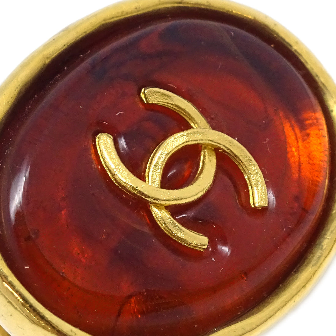 Chanel Gripoix Oval Earrings Clip-On Red 93A