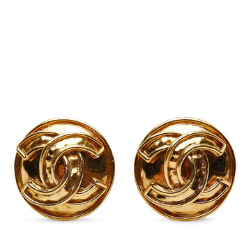 Top Quality Chanel  Coco Mark Round Earrings Gold Plated Women's