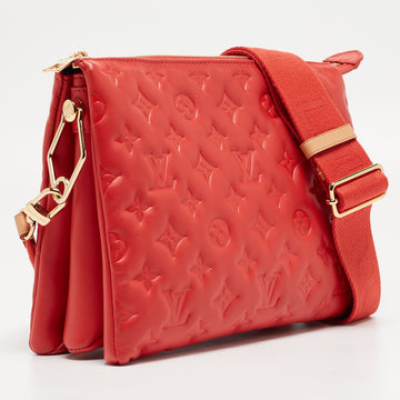 Louis Vuitton Wine Monogram Embossed Leather Coussin Pm Bag