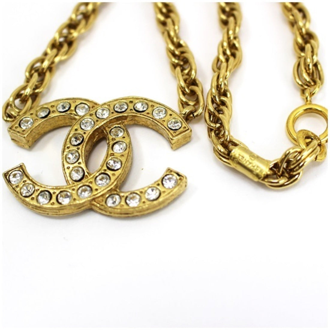 Chanel necklace gold color coco mark rhinestone CHANEL ladies pendant