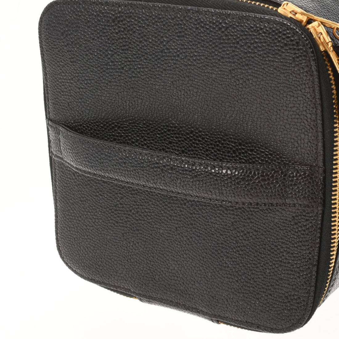 CHANEL Horizontal Vanity Bag Black Women's Caviar Skin Handbag