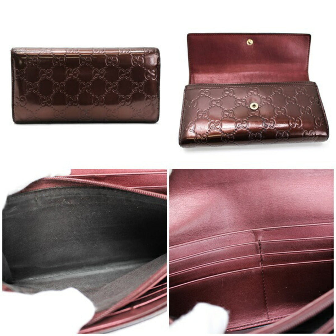 Gucci Shima Bi-Fold Wallet Lovely Heart New 1:1 Rep Leather Brown 251861 Ladies Logo Enamel