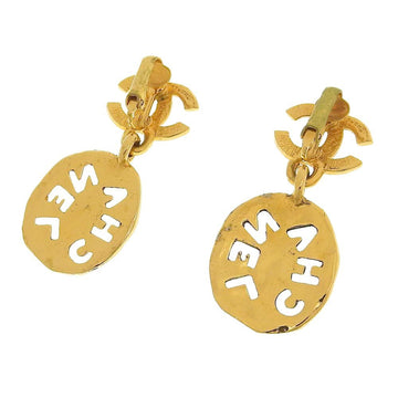 Chanel earrings here mark gold logo