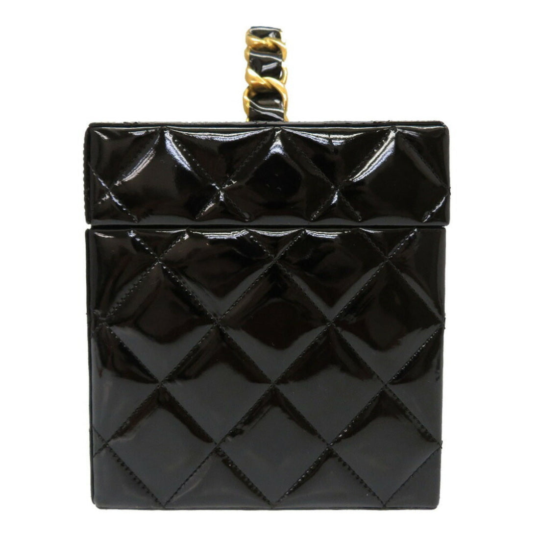 Chanel Matrasse Enamel Black 2nd Gold Metal Fittings  Coco Mark Turn Lock Vanity Bag 0032 CHANEL