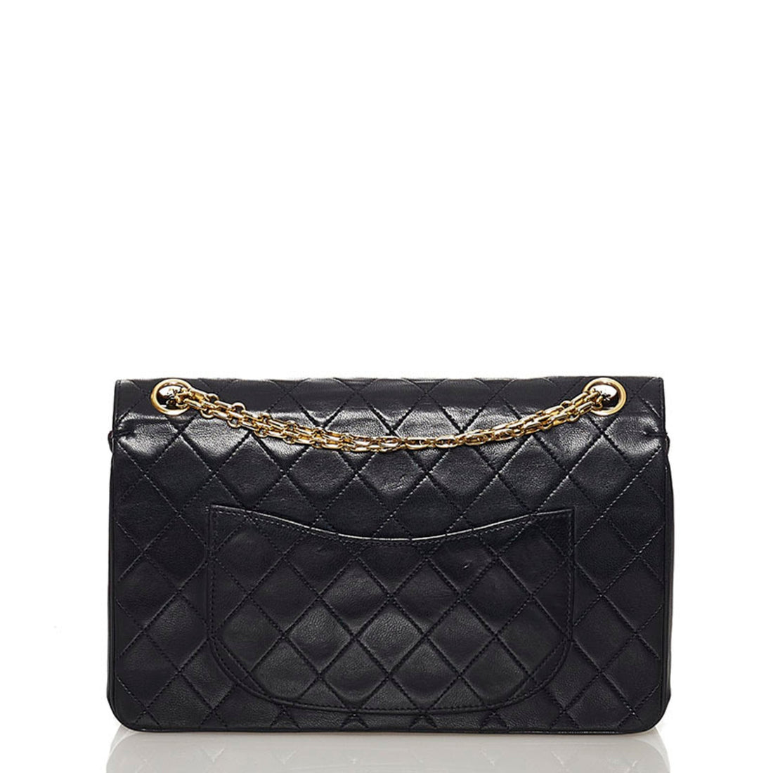 Chanel Matelasse Coco Mark Double Flap Chain Shoulder Bag Black Lambskin Ladies CHANEL