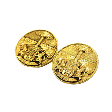 Chanel lion motif earrings round type gold  accessories  Earring