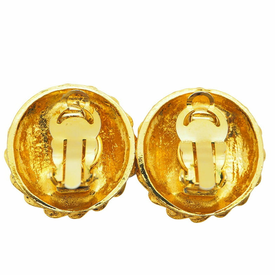 CHANEL  Round Mademoiselle Earrings Chain Around Gold