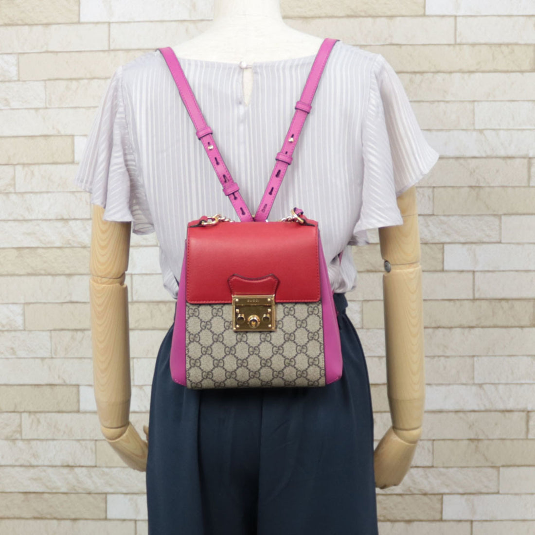 Gucci Handbag 2WAY Bag Shoulder Padlock GC  Red Ladies