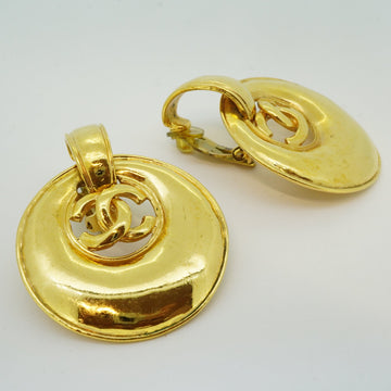 Chanel Earrings  Coco Mark Shell Motif Black 96C Gold Plating Clip E