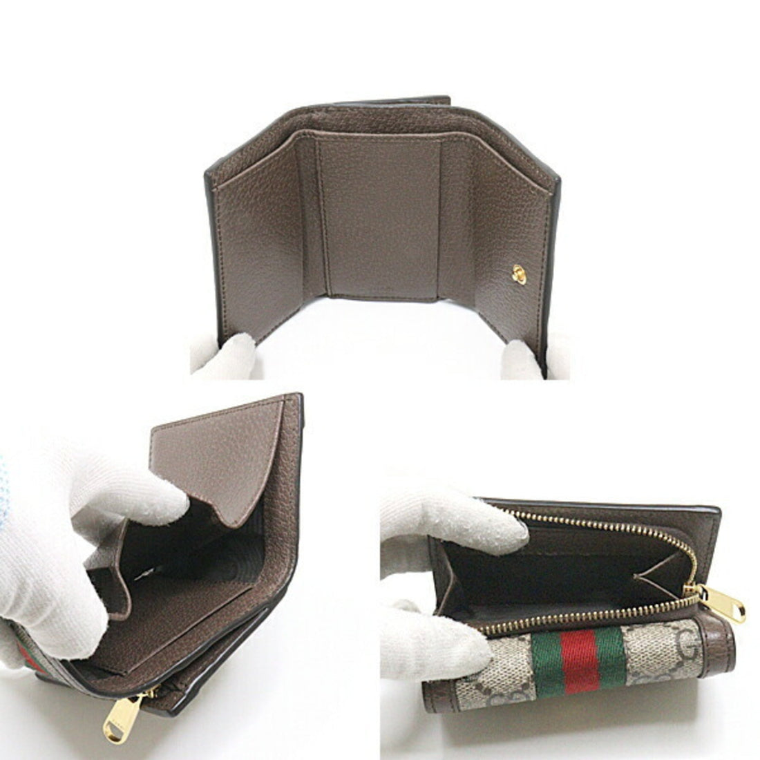 Gucci Ophidia Bifold GG Supreme Beige/Ebony/Brown/Green/Red Double G Web Stripe 644334  Wallet