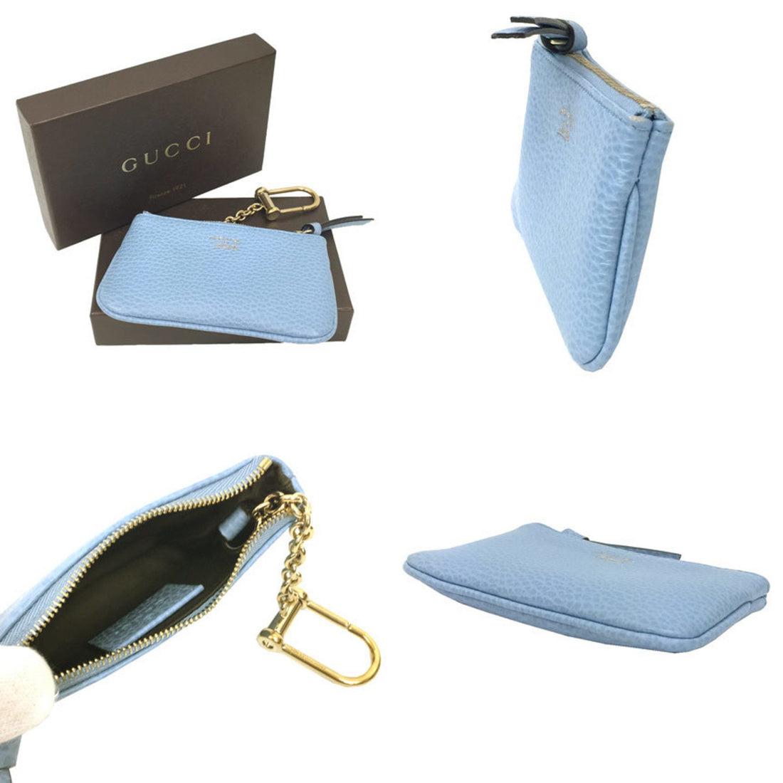 Gucci coin case 368879 purse leather  blue wallet aq5286