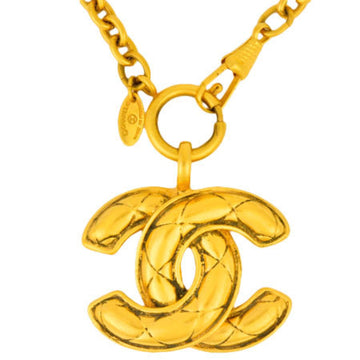 Chanel here mark necklace metal gold 3859