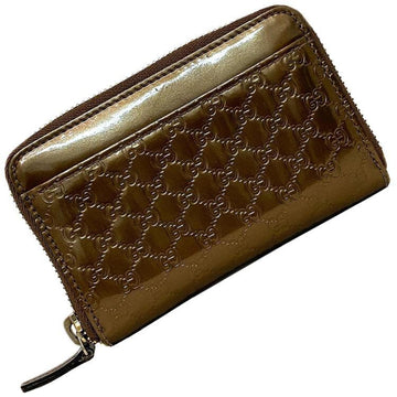 Gucci Coin Case Bronze Gold Micro Shima 256810 New 1:1 Rep Leather GUCCI Brown Purse Card Pocket GG Round