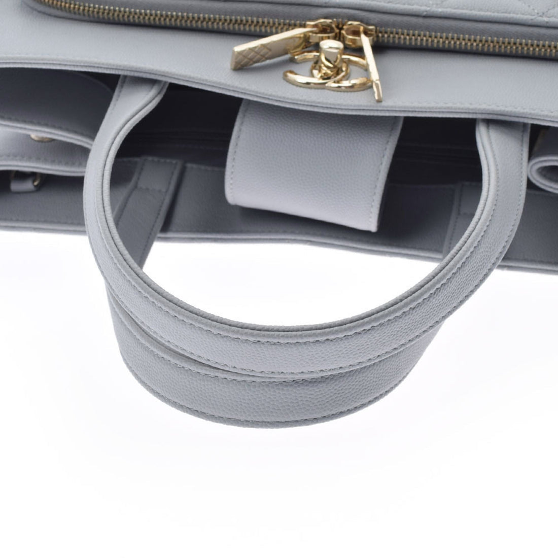 Chanel matelasse gray ladies caviar skin handbag