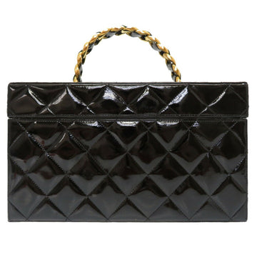 Chanel Matrasse Enamel Black 2nd Gold Metal Fittings  Coco Mark Turn Lock Vanity Bag 0032 CHANEL