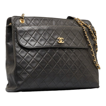 Chanel matelasse here mark chain shoulder bag tote black gold lambskin ladies