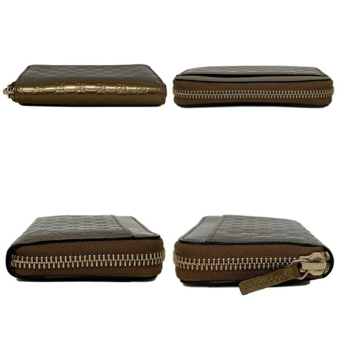 Gucci Coin Case Bronze Gold Micro Shima 256810 New 1:1 Rep Leather GUCCI Brown Purse Card Pocket GG Round