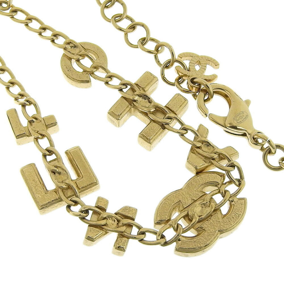 Chanel here mark logo necklace rhinestone A20B