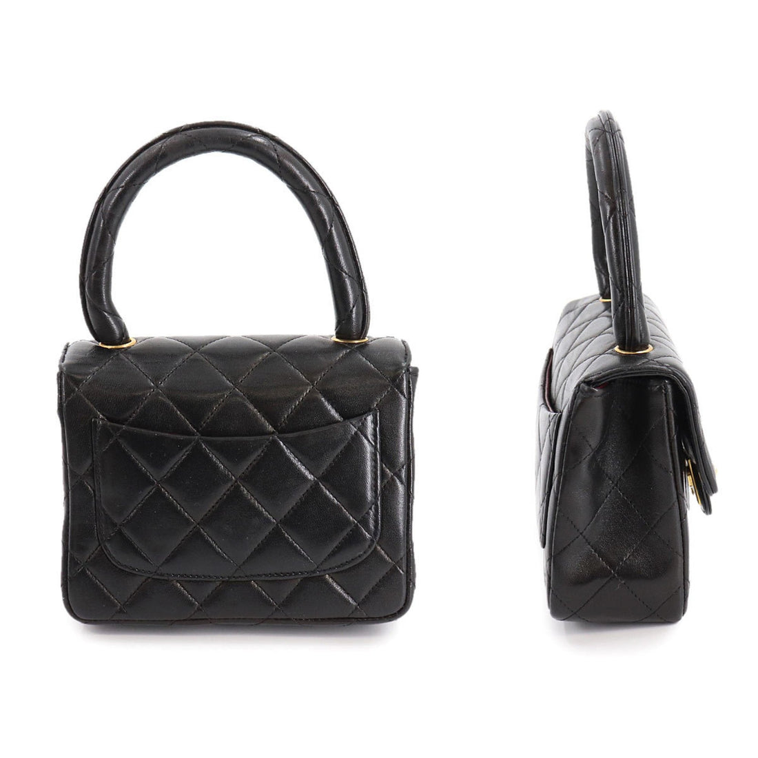 Chanel matelasse parent and child bag hand leather black gold metal fittings  Matelasse Pair Bag