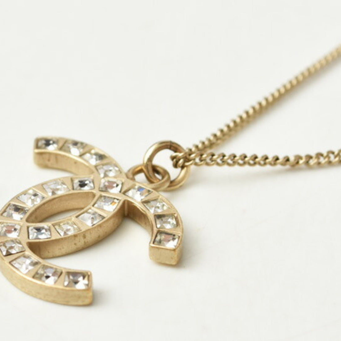Chanel necklace/pendant CHANEL coco mark/CC rhinestone gold