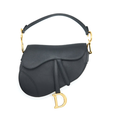 Top quality Dior Medium Saddle Bag Grained Calfskin Black