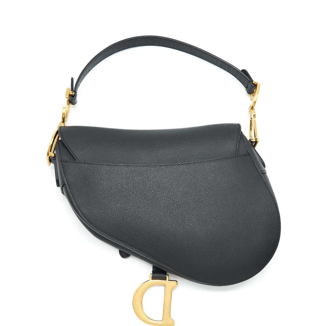 Top quality Dior Medium Saddle Bag Grained Calfskin Black