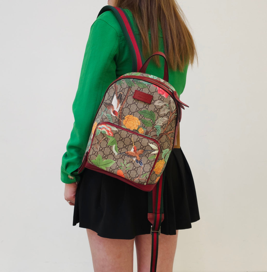 Gucci Red Small GG Supreme Tian Backpack