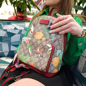Gucci Red Small GG Supreme Tian Backpack