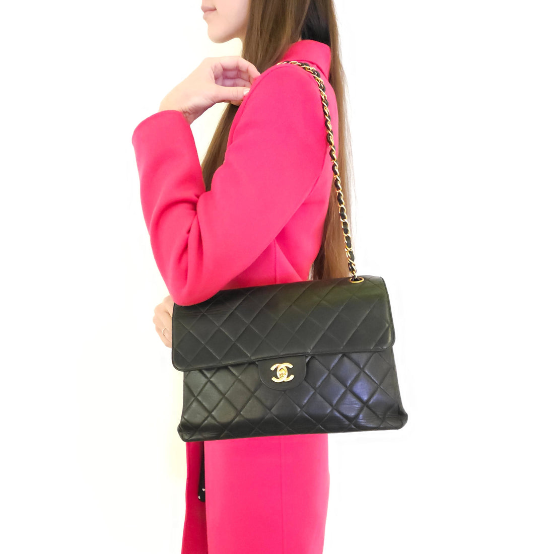 Chanel Glazed Calfskin Large Classic Double SIded Flap Bag