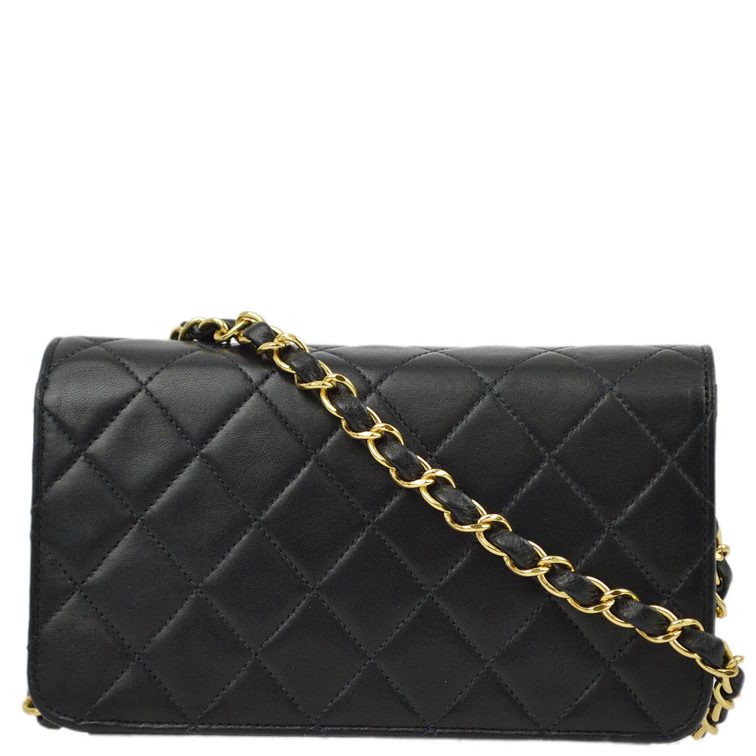 Chanel Black Lambskin Pushlock Mini Full Flap Shoulder Bag