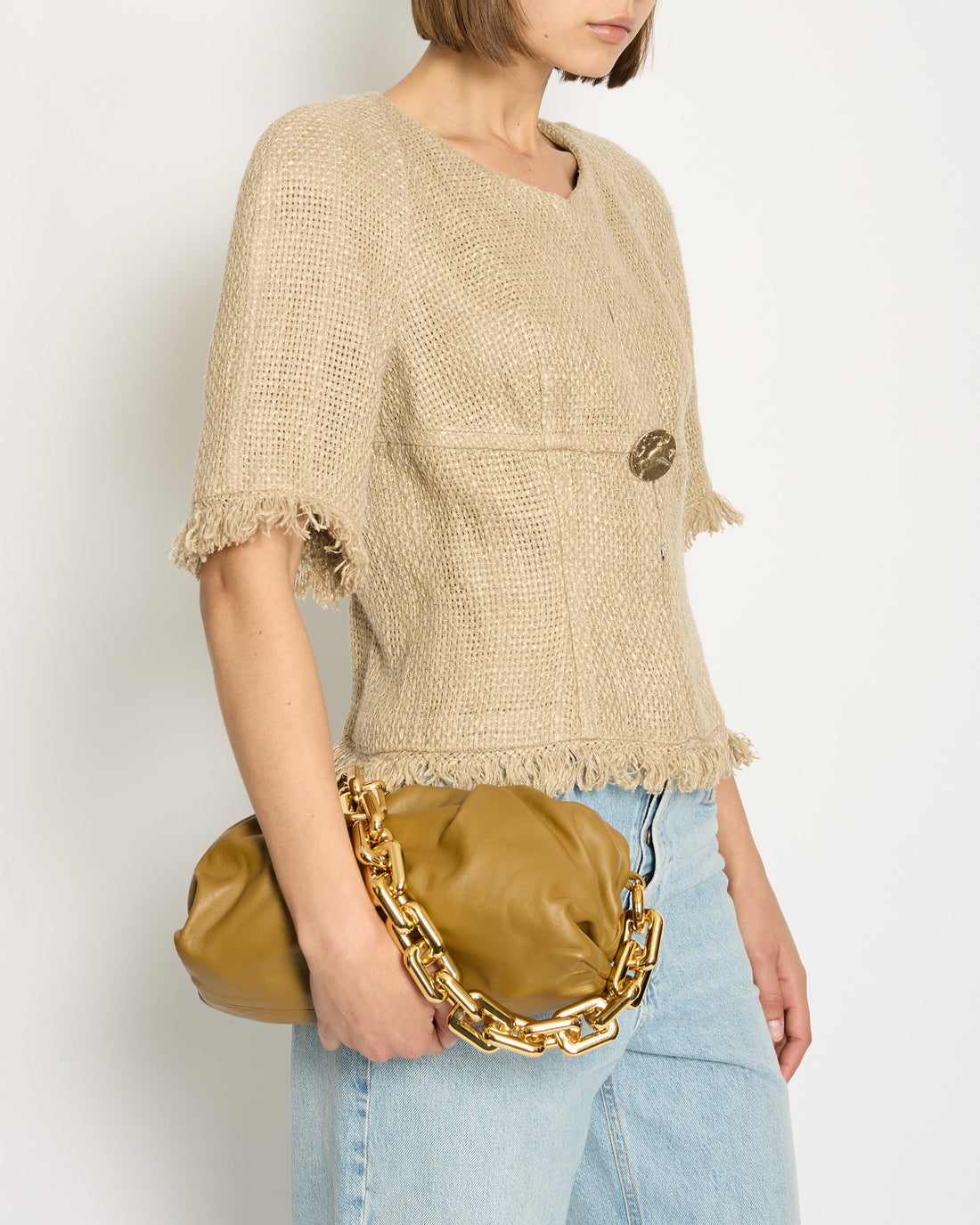 Pearl Street Bags Chanel Ancient Greece 2018 Beige Tweed Jacket with Gold Button Detail Size FR 40 (UK 12) RRP ¬£3,500