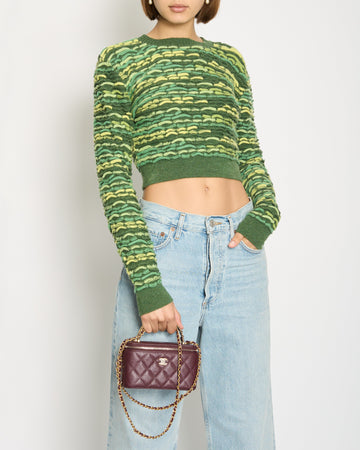 *HOT* Pearl Street Bags Chanel 14K Green Cropped Jacquard Jumper with CC Detail Size FR 36 (UK 8) RRP ¬£1960