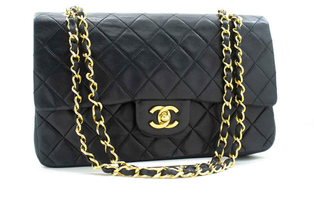 Top Quality Chanel Classic Double New 10" Chain Shoulder Bag Black Lambskin