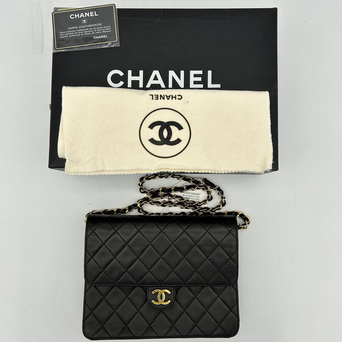 Top Quality Chanel Black Lambskin Pushlock Small Half Flap Shoulder Bag 1996-1997