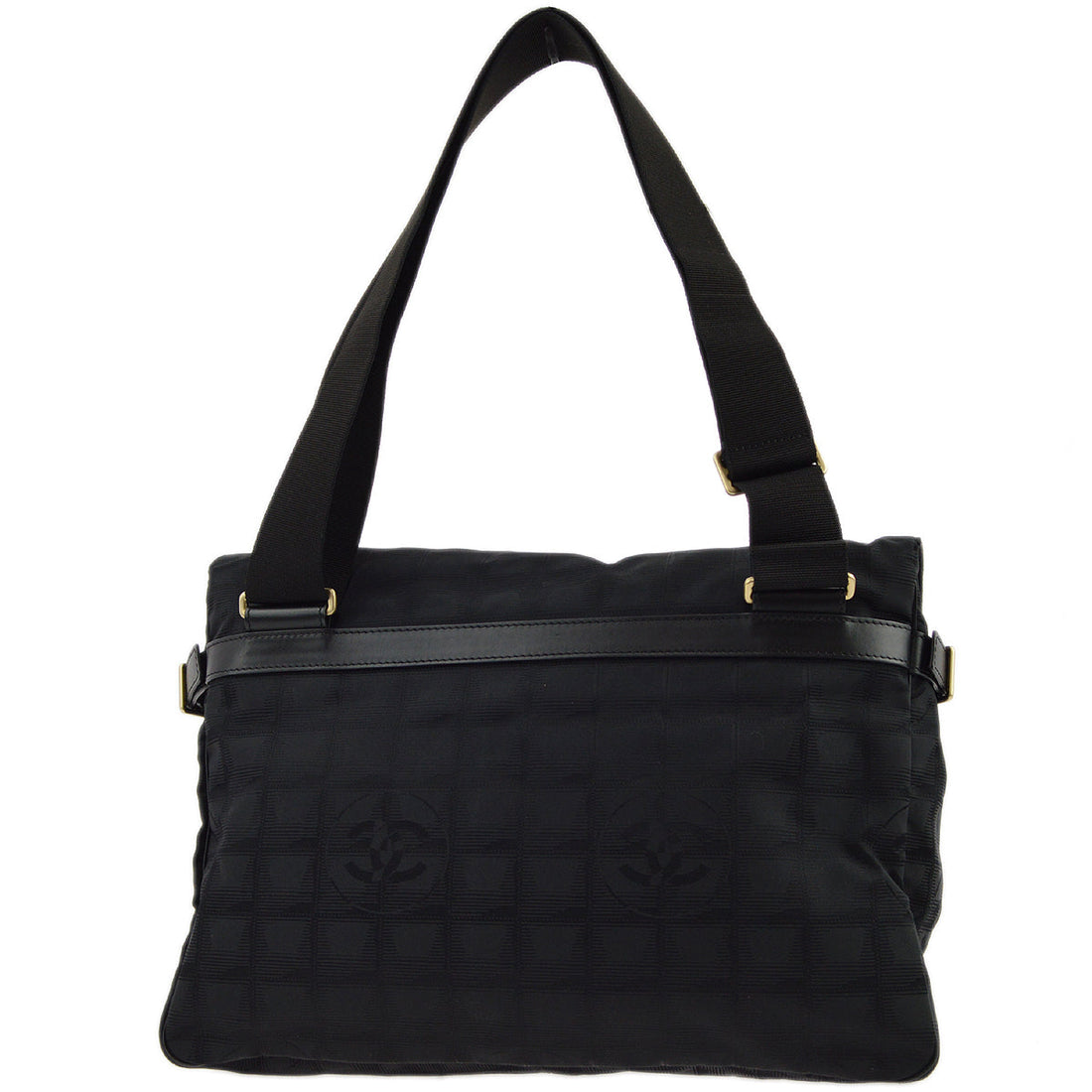 Top Quality Chanel Black Jacquard Travel Line Messenger Shoulder Bag