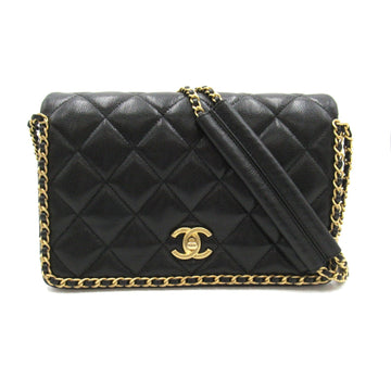 Top Quality Chanel Caviar Skin Matelasse Chain Shoulder Bag Black